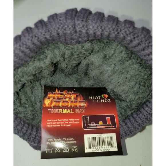 womens Thermal Cuffed Winter Hat purple soft cozy lining 3.4 TOG Heat Zone - Picture 3 of 4